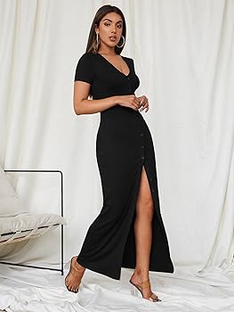 LXXWMxBH Women 2024 Summer Short Sleeve Dress Button Front